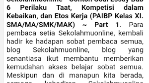 Maybe you would like to learn more about one of these? Contoh Soal Essay Bab 6 Perilaku Taat Kompetisi Dalam Kebaikan Dan Etos Kerja Paibp Kelas Xi Sma Ma Smk Mak Part 1 Sekolahmuonline