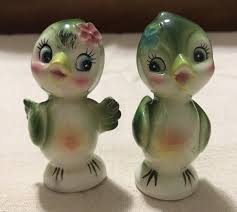 Vintage Bird Salt And Pepper Shakers Vintage Anthropomorphic Green Birds Salt Pepper Shakers Adorable Salt Pepper Shakers Salt And Pepper Vintage Ceramic