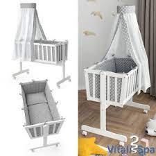 Bei uns finden sie die passende babyausstattung für jedes alter. Vitalispa Wiege Noah Schaukelwiege Babywiege Holz Weiss Grau Bett Set Buche Ebay