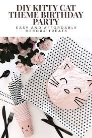 Turn simple round plates into super cute kitties with a little craft felt! Diy Kitty Cat Themed Birthday Party Kitten Birthday Kitten Birthday Party Cat Birthday Party