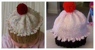 The cupcake hats are the cutest birthday gifts or baby shower gifts. Cupcake Hat Free Knitting Pattern