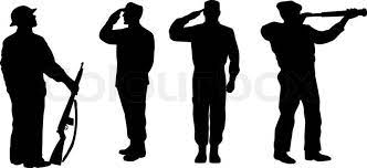 Illustration Of A Silhouette Of A Soldier Saluting Standing Attention Soldier Silhouette Silhouette Army Men