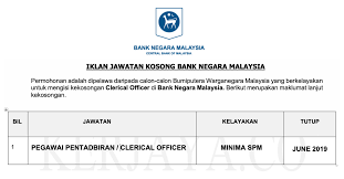 Sekiranya anda, seorang warganegara malaysia yang cukup syarat kelayakan dan berumur tidak kurang daripada 18 tahun pada tarikh tutup iklan jawatan adalah dipelawa untuk memohon bagi. Jawatan Kosong Bank Negara Malaysia Bnm Kerja Kosong Kerajaan