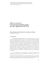 PDF) Être et avoir été : l'accord du participe passé par des apprenants de  FLE