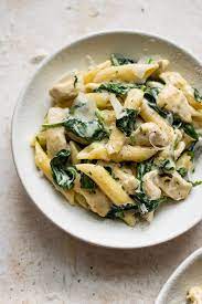 This creamy chicken noodle soup comes together so easily too especially when you cheat and use leftover rotisserie chicken. Creamy Chicken Spinach Pasta Salt Lavender