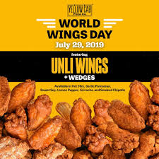 Yellow Cab Pizza S Unlimited Wings Wedges On July 29 2019 Only In 2020 Food Food Menu Template Honey Butter Chicken