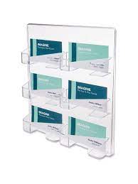 A hard, sleek case, this modern business card holder flips open for easy access or fans out to show your cards in all their glory! Deflecto Wall Mount Business Card Holder Acrylic 1 Each Clear Office Depot