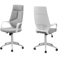 Techni mobili's deluxe modern office armless task chair has a black faux leather backing which houses a beautiful quilted grey fabric that creates the perfect padded seat. Monarch Specialties I 7270 Office Chair White Grey Fabric High Back Ex Mounts For Less