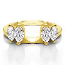Designer 14k yellow gold diamond wrap ring size 6.75. Twobirch Graduated Marquise Solitaire Enhancer Ring Wrap In 10k Yellow Gold With Cubic Zirconia 0 28 Ct