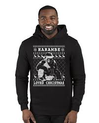 Wild Bobby Harambe Loved Christmas Funny Xmas Gorilla Meme Ugly Christmas Sweater Premium Graphic Hoodie Sweatshirt Black Large Walmart Com Walmart Com