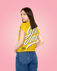 Download Woman In A T Shirt Mockup In Apparel Mockups On Yellow Images Object Mockups