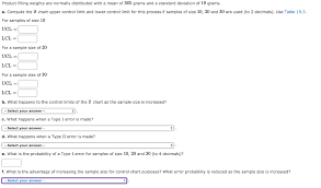 solved product filling weights are normally distributed w