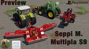 Indeed, the front part of 2,70m can also be hitched at the rear to form only a mowing group of 8m, leaving the front coupling of the tractor free. Fs19 Preview Seppi M Multipla S9 Pc Console Youtube