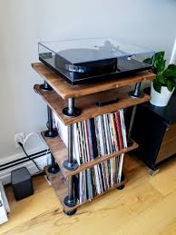 Rustic Industrial Style Record Player Stand Vinyl Storage Etsy In 2020 Record Player Stand Vinyl Record Furniture Vinyl Storage