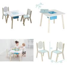 Labebe Wooden Activity Table Chair Bird Printed White Toddler Kid Desk Chairs Kids Desk Chair Kid Desk Activity Table
