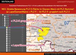 96 x 136 cm plano oder mit bestäbung und aufhänger erhältlich im buchhandel oder in unserem kartenshop. Deutschland Postleitzahlenkarte Plz 1 2 5 Mit Landkreisen Grebemaps