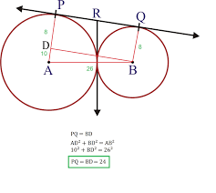 Square root of 2 times the area a that is divided by θ. Finding The Length Of An External Tangent Mathematics Stack Exchange