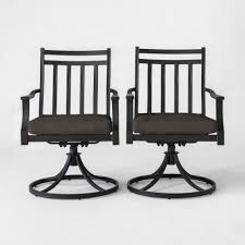 Fairmont 2pk Metal Swivel Rocking Patio Dining Chair Charcoal Grey Threshold Patio Furniture Collection Patio Dining Chairs Outdoor Dining Chair Cushions