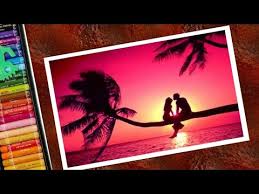 Easy sunset scenery drawing | how to draw beautiful sunset in the village with oil pastels how to draw easy sunset scenery. Beautiful Sunset Scenery Ft Romantic Couple Drawing With Oil Pastel Step By Step Youtube