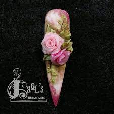 Rose Vintage Acrylic By Jaelop From Nail Art Gallery Rose Nail Art Flower Nails Nail Art Kit