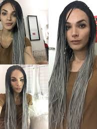 Black And Grey Ombre Box Braids Braided Box Braid Lace Front Wig Black Grey Ombre Dip Dye Balayage Hot Exclusive All Lengths Hair Styles Black Box Braids Box Braids