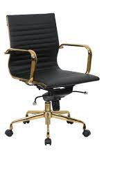 Harris Ribbed Design Leatherette Office Chair W Gold Frame Leisuremod Hog19bll Gold Office Chair Office Chair Chair