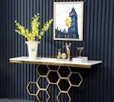 Decoração de corredor artisticamente projetada, mesa de console para hotel,  mesa lateral para sala de estar, mesa de console de entrada em aço  inoxidável e mármore à venda