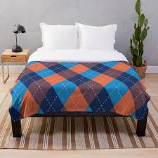 Plaid Motif A Losanges 4 Couleurs Dans Les Tons Orange Corail Bleu Ciel Bleu Marine Presque Violet Par Labeauteetmoi Bleu Ciel Bleu Marine Ciel Bleu