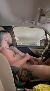 Hot bearded tattoos strips naked and wanks cums in car - ThisVid.com