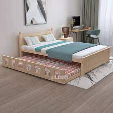 1 2x2m Single Person Wood Bed With 1x1 86m Drawer Type Pull Out Bed Modern Pine Solid Wood Bed Home Bedroom Furn In 2021 Modern Bed Bedroom Furniture Beds Home Bedroom