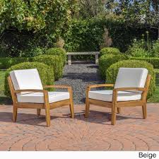 Grenada Outdoor Wooden Club Chair With Cushions Set Of 2 By Christopher Knight Home Wood Patio Furniture Wood Patio Outdoor