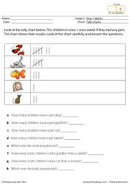 numeracy tally charts pets in class 1 worksheet