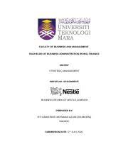 This structure can combine the best of both separate. Sm Group Assignment Nestle 1 Faculty Of Business And Management Bachelor Of Business Administration Finance Hons Strategic Management Mgt Course Hero