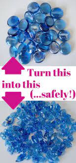 How To Turn Cheap Dollar Store Glass Nugget Vase Filler Into Sparkly Crushed Glass For Use In Crafts And Resin G Glass Crafts Diy Diy Resin Crafts Glass Crafts