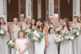 Real Bridesmaids In Our Mira Dress Shown In Earl Grey Matching Bridesmaid Dresses Matching Bridesmaids Dresses Bridesmaid Dress Colors Davids Bridal Gowns