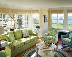 Conjoining Rooms With Beach Style Living Room And Cape Cod Coastal Floral Chair Green And Blue Green Sofa Matchstick Blinds Piping Round Coffee Table Round Rug Sailboat Side Table Sofa Table Stripes See more ideas about green sofa, sofa, green sofa design. cape cod coastal floral chair green