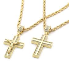 Mens Gold Rope Chain Necklace With Cross Rope Necklace
