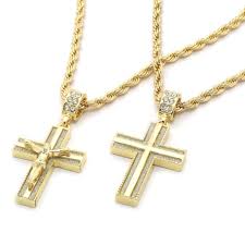 Mens Gold Rope Chain Necklace With Cross Rope Necklace