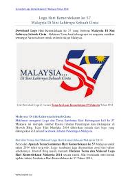 Masyarakat berkebudayaan malaysia 1974 (hari kemerdekaan 17) : Tema Sambutan Dan Logo Kemerdekaan 57 Malaysia Tahun 2014