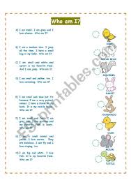 Help your friend to find out what it is. Who Am I Animals Esl Worksheet By La Luna