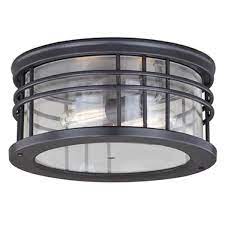 Featured sales new arrivals clearance lighting advice. Cascadia Wrightwood 2 Light Black Round Outdoor Flush Mount Ceiling Light Lowe S Canada