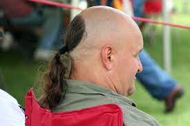 Bald Man With Ponytail Man Ponytail Bald Men Bad Haircut