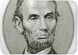 Bath Mat president Abraham Lincoln as he looks