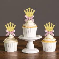 Venda Por Atacado De Decoracao De Festa Por 44 35 Obtenha Personalizado Arco Colorgold Silver Black Glitter Coroa Cupcake Toppers Picks Baby Shower Princesa Kids 1o Aniversario Decoracoes Do Partido Pela