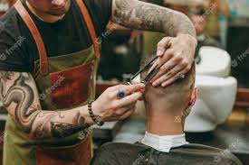 See more ideas about barber tattoo, barber shop, barber logo. Free Photo Close Up Shot Of Man Getting Trendy Haircut At Barber Shop The Male Hairstylist In Tattoos Serving Client
