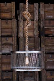 The Steel Grate Metal Hanging Rope Pendant Light Steel Industrial Lighting Vintage Rustic Ceiling Lig Rustic Light Bulbs Rope Pendant Light Pendant Light