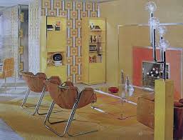 1960s Graphic Orange And Yellow Interior Design Vintage Interior Design 1960s Interior Design Interior Design Photos