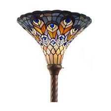 Warehouse Of Tiffany Ts47 Bb75b Tiffany Style Peacock Torchiere Orange Blue Warehouse Of Tiffany Stained Glass Floor Lamp Tiffany Style
