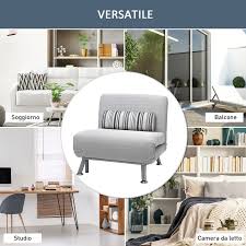 Homcom Poltrona Letto Con Cuscino 75 X70 X 75cm Grigio Acquisti Online Su Ebay