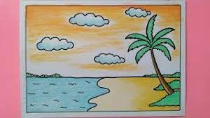 Gambar pemandangan alam apa yang diajarkan orang tuamu pertama kali. Cara Menggambar Pemandangan Pantai Super Mudah Youtube